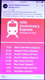 Intinerrary of NJ Transit 40Th Anniversary Express